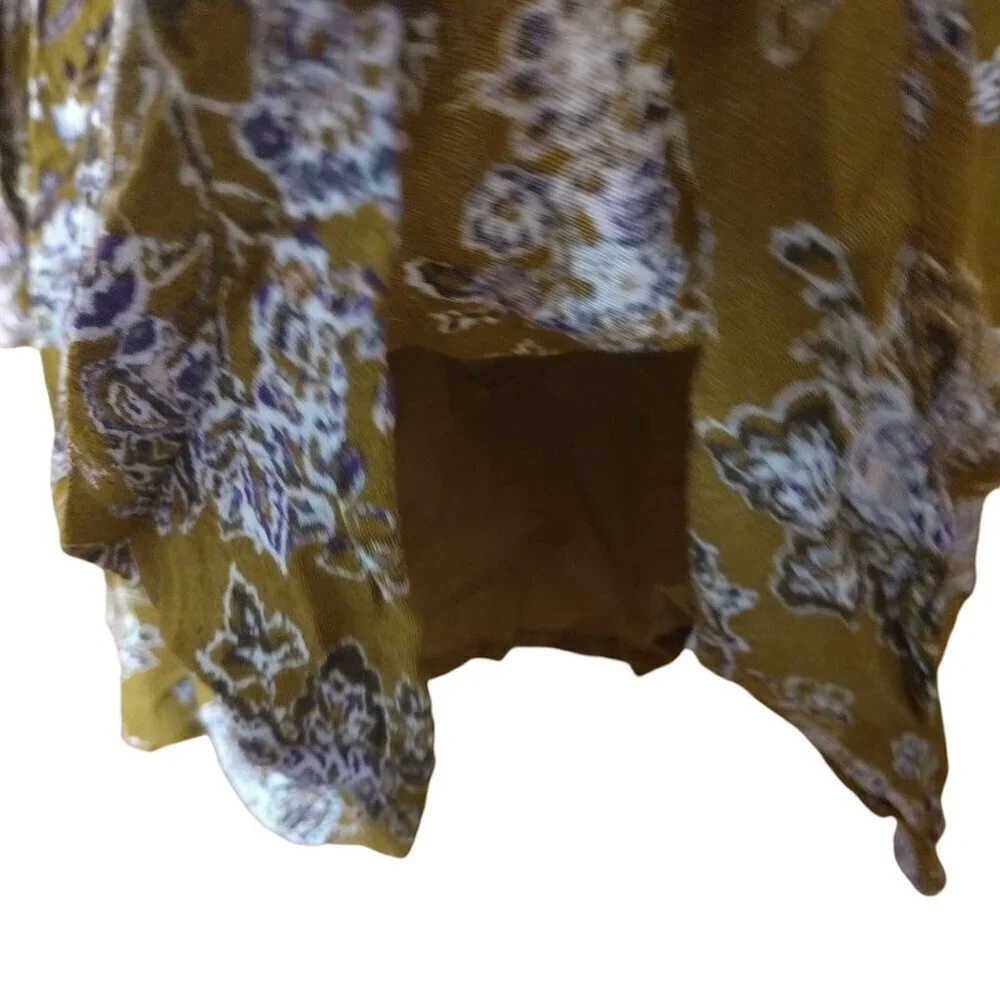 Free People Size XS Long Sleeve Oversized Floral Boho Peasant Tunic Blouse